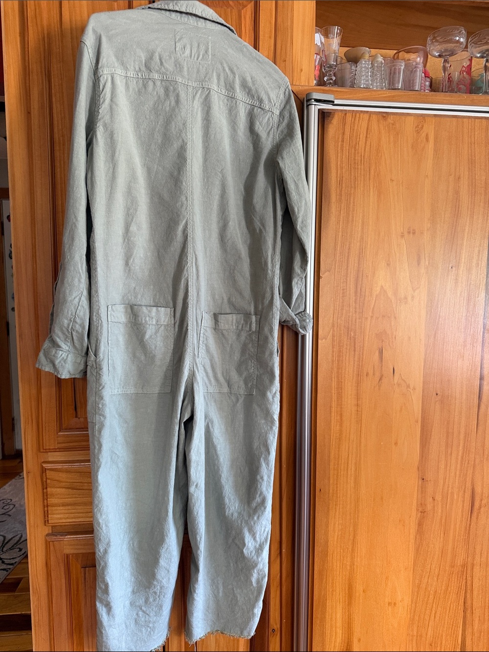 Frank & Eileen sage green Northern Ireland linen jumpsuit. Size Medium. - Picture 7 of 12